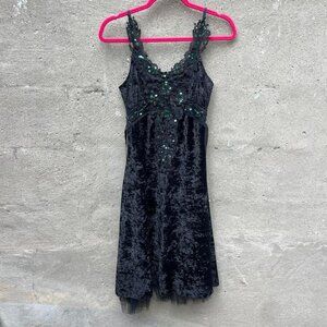Vintage Sun Li Joy Black Velvet Sequin-Embellished Fairy Dress
